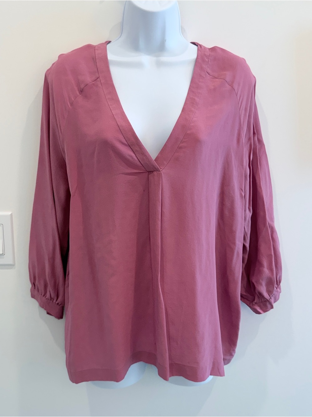 Joie Relaxed V-Neck Blouse in Rosewood